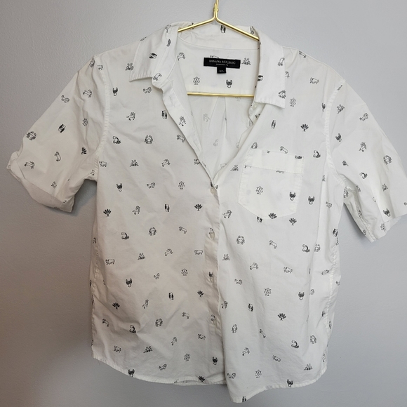 Extra Small Banana Republic Quinn Boy Fit Button Up Zodiac Shirt *Modified* - Picture 1 of 6